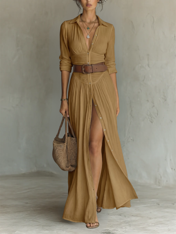 Alma | Long Robe with Collar and Long Sleeves