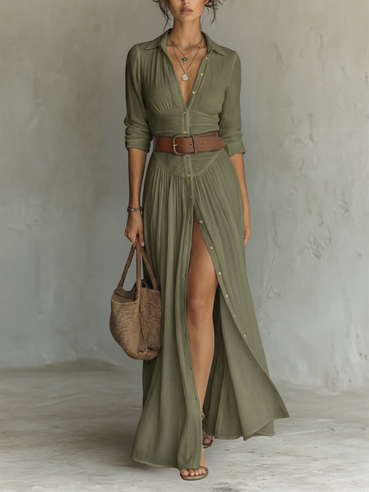 Alma | Long Robe with Collar and Long Sleeves