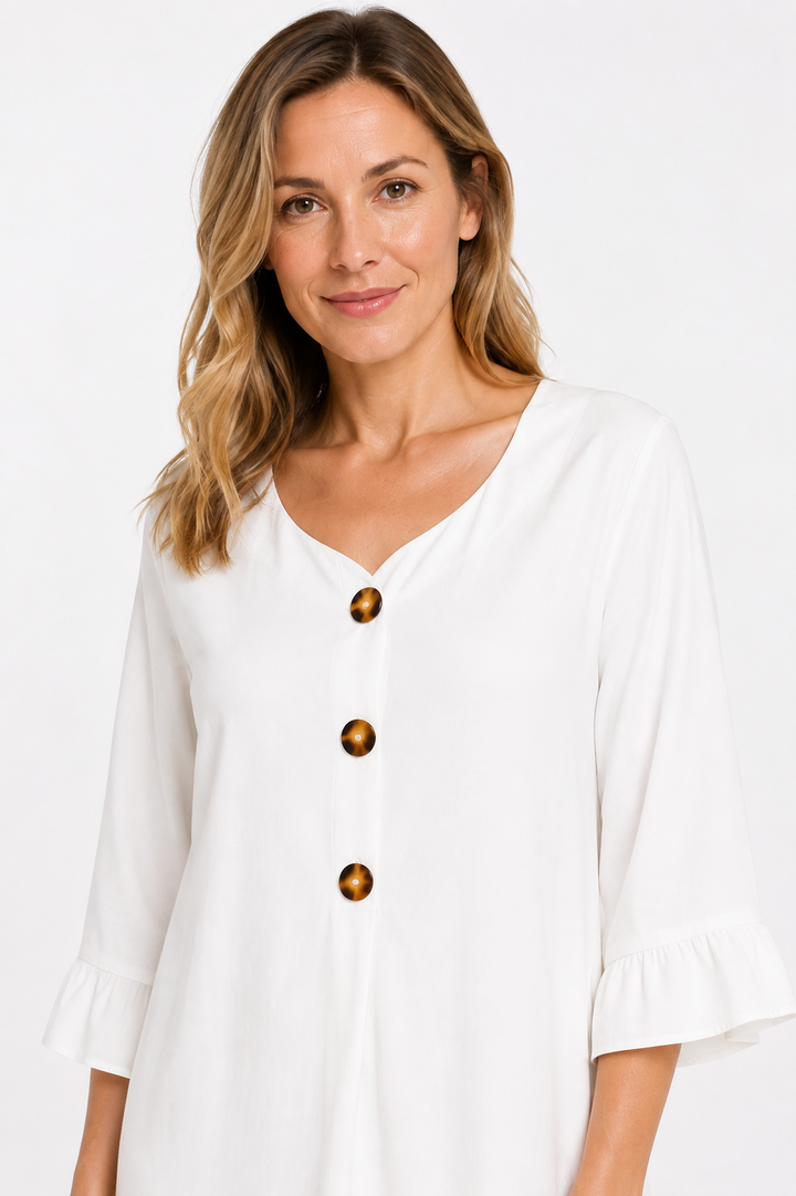 Dušana | Relaxed V-Neck Dress with Button Details