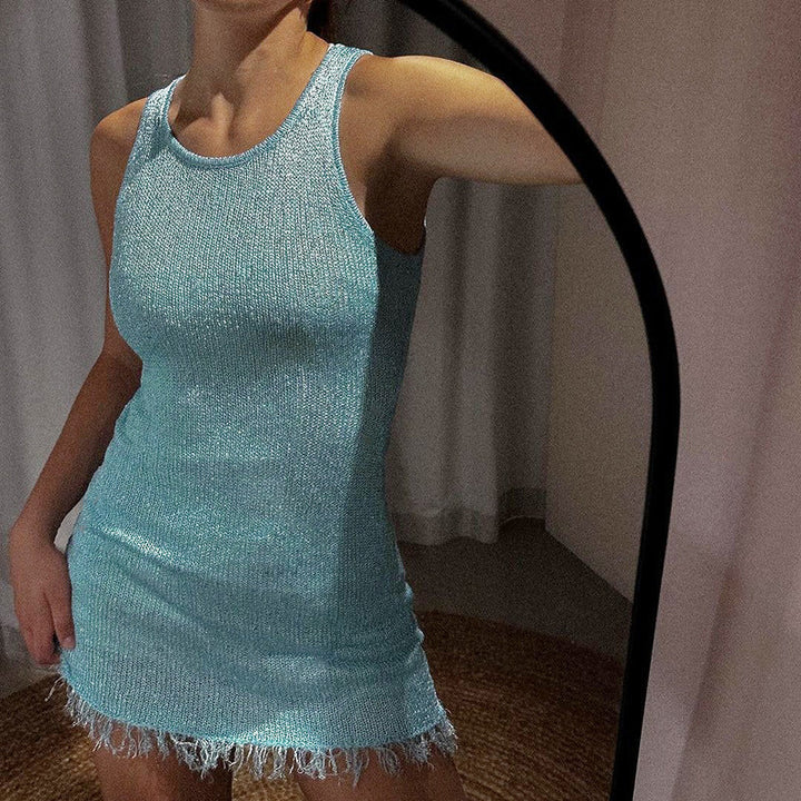 Transparent Mini Dress with Sequins