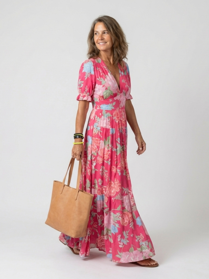 Yara | V-Neck Long Floral Dress