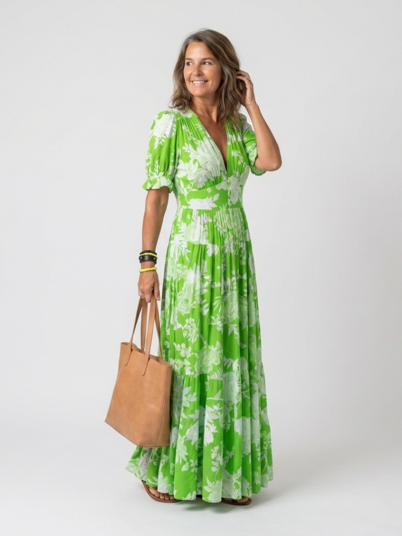 Yara | V-Neck Long Floral Dress