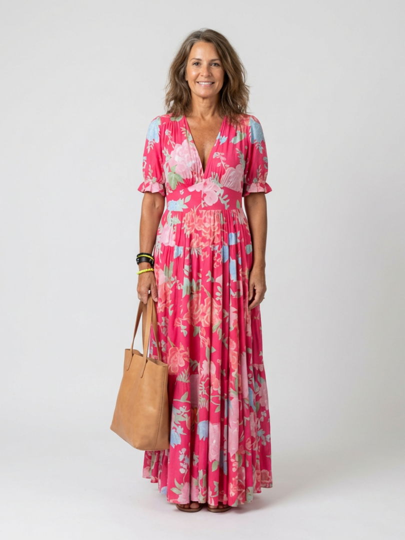 Yara | V-Neck Long Floral Dress