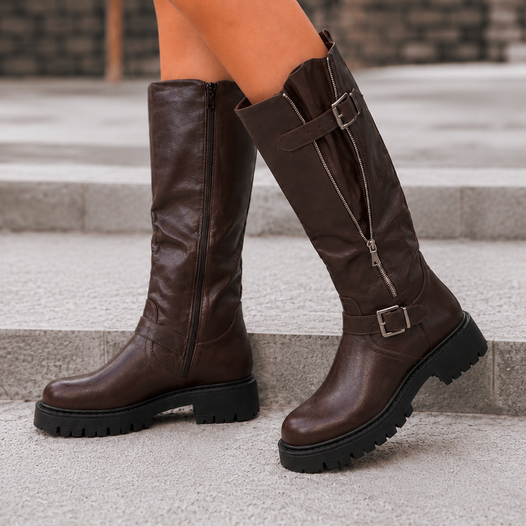 Adjustable Calf Tall Boots with Straps