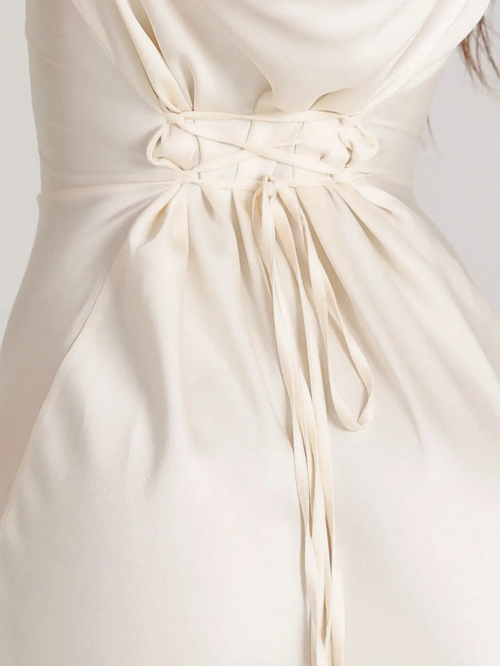 Maxi Satin Dress with Long Sleeves for Weddings