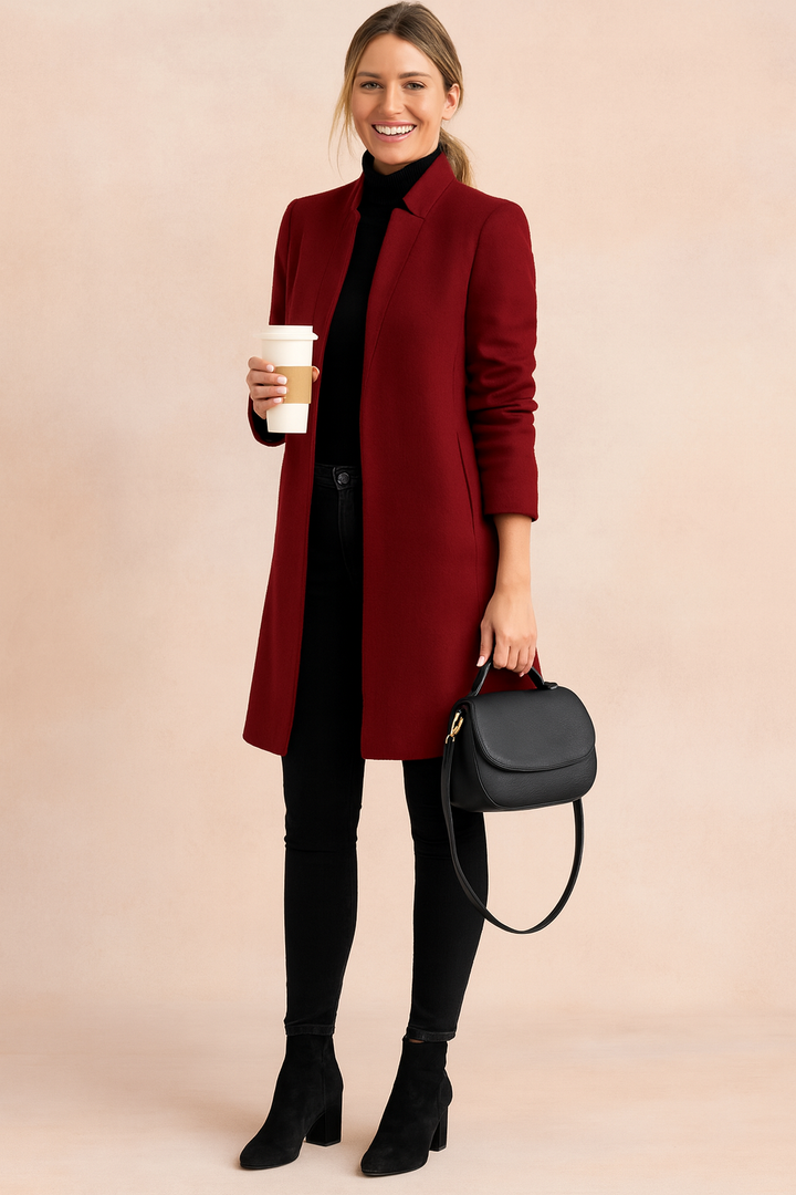 Minimalist Long Wool Coat for Winter
