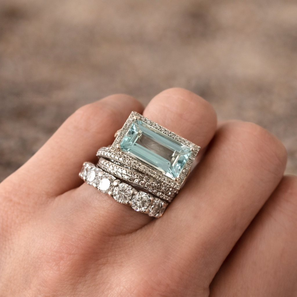 Retro silver ring set with turquoise stone