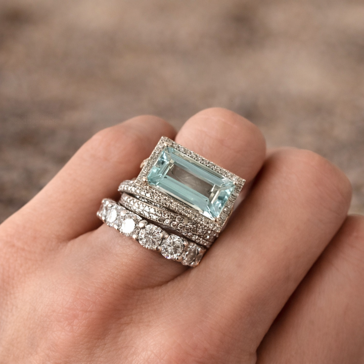 Retro silver ring set with turquoise stone
