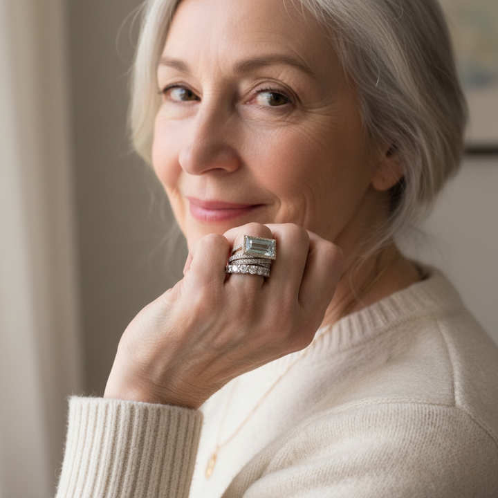 Retro silver ring set with turquoise stone