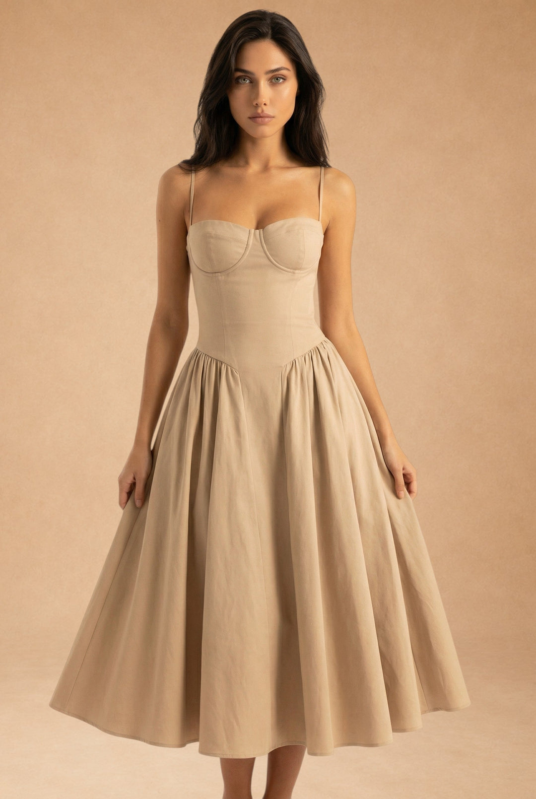 Structured Midi Dress with Built-in Bra