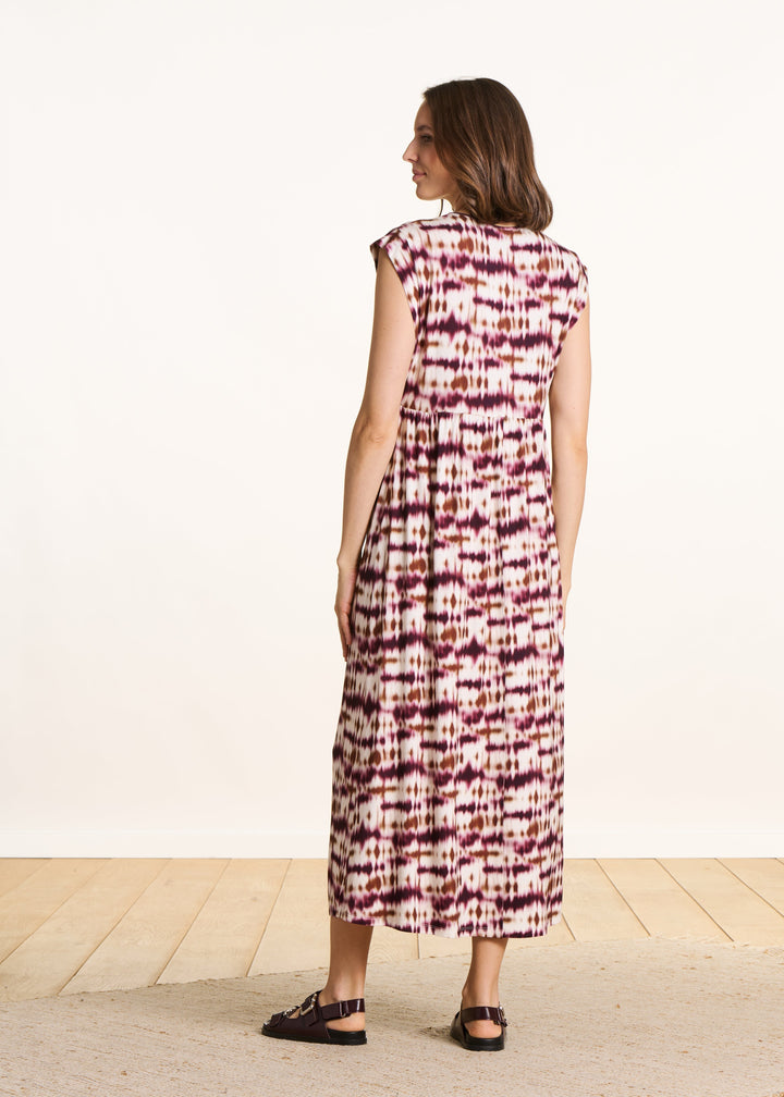 Beatriz | V-Neck Midi Dress in Tie-Dye
