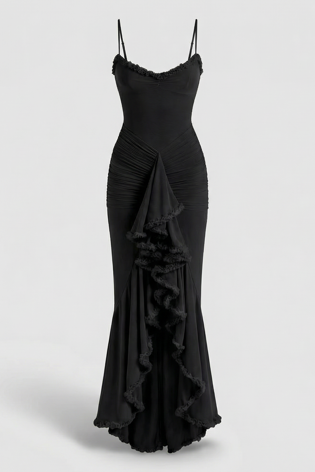 Alena | Textured Maxi Dress with Fitted Silhouette and Ruching Details