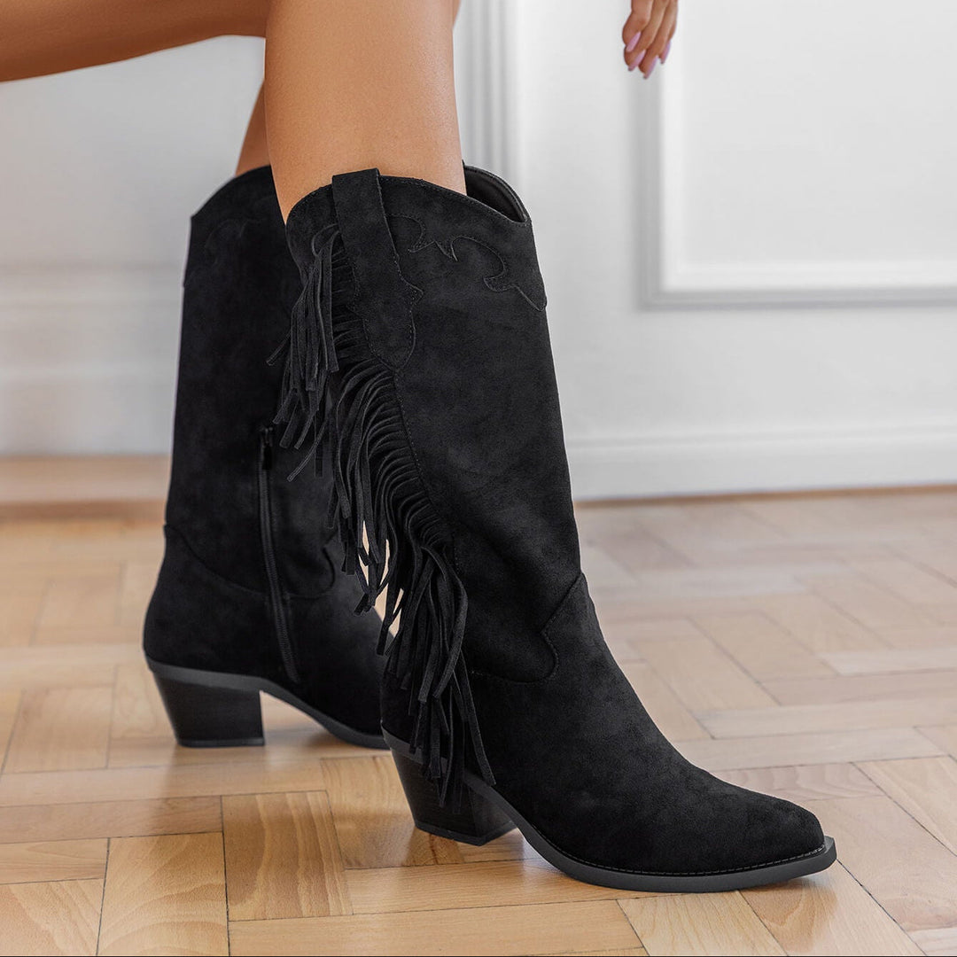 Long Tassel Western Ankle Boots