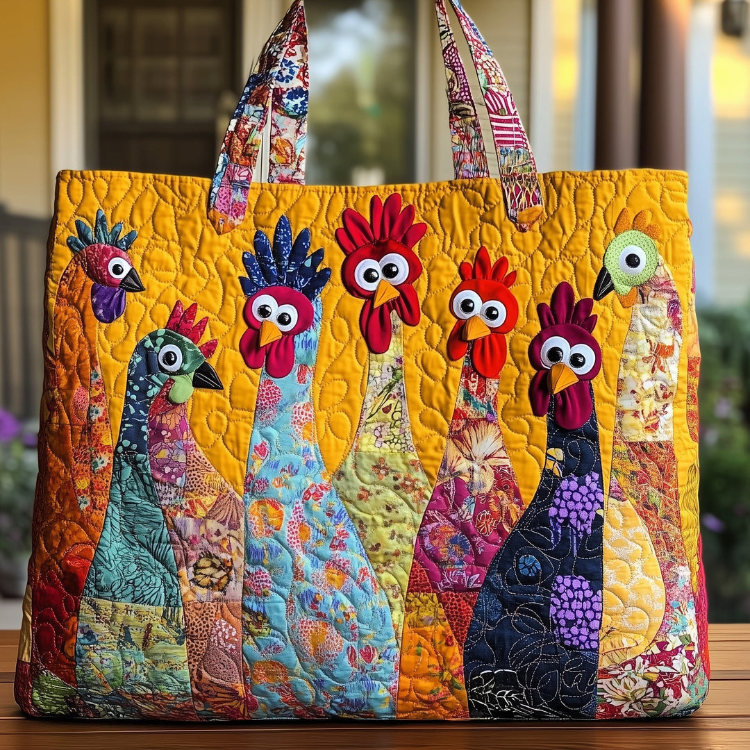 Impressive Chicken Embroidery Tote Bag