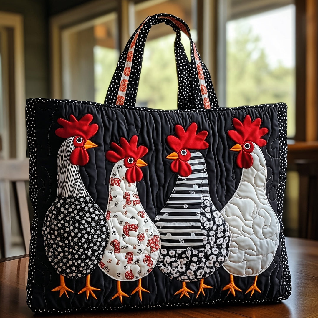 Impressive Chicken Embroidery Tote Bag