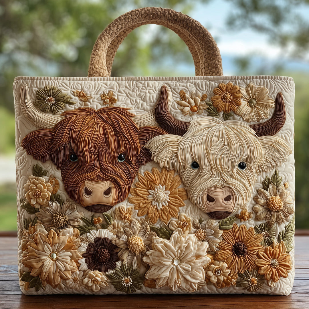 Highland Cow Embroidered Tote Bag - Model GFTOHD8254