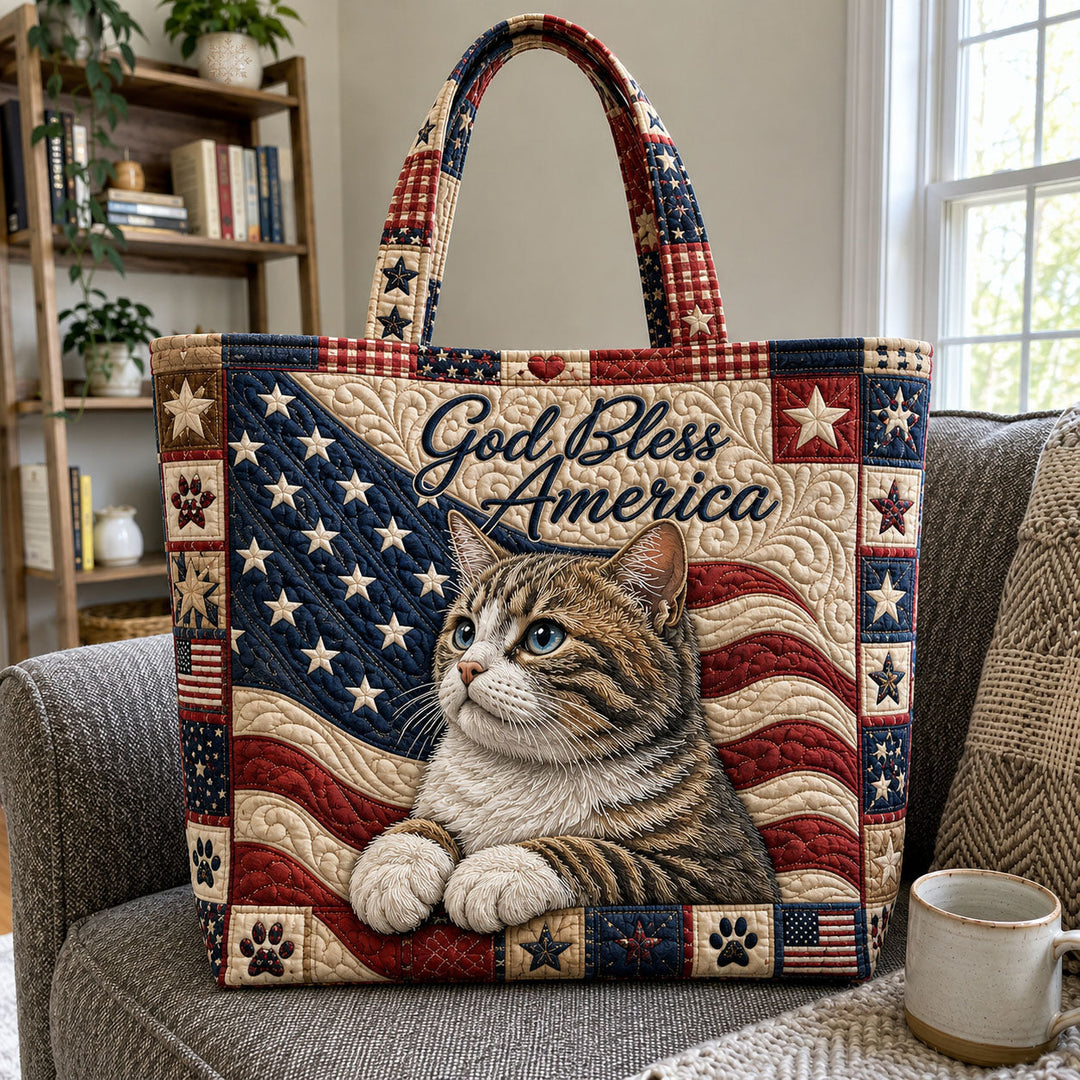 God Bless America - Patriotic Cat - Blanket Tote GFTOHNL1215