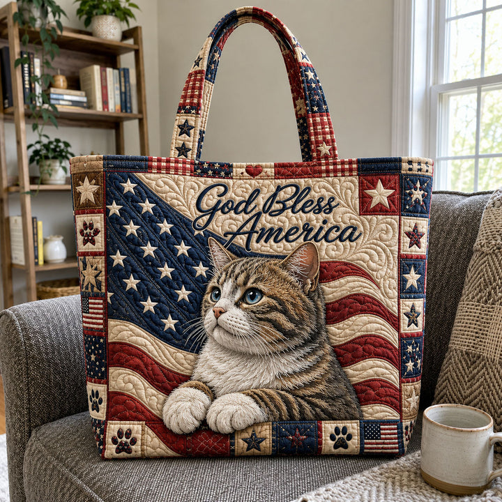God Bless America - Patriotic Cat - Blanket Tote GFTOHNL1215