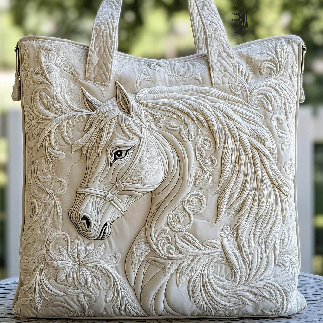 Elegant White Tote Bag with Quilted Design GFTOMA1455