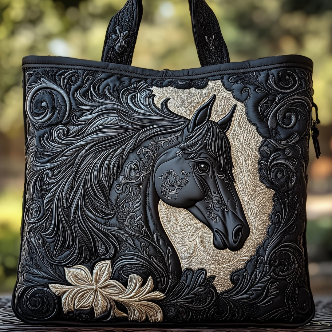 Black Tote Bag with Embroidery GFTOMA1456
