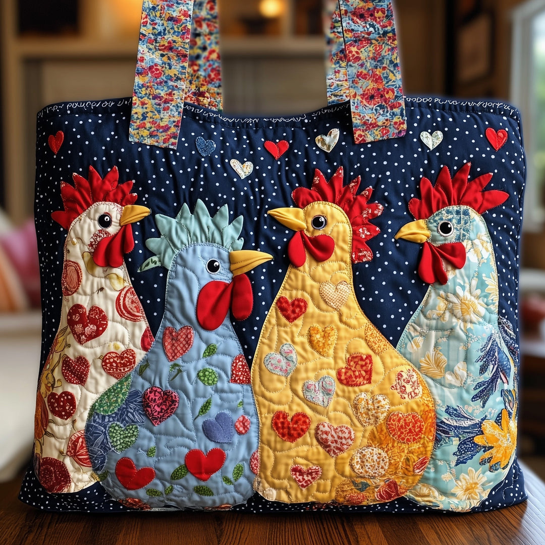 Impressive Chicken Embroidery Tote Bag