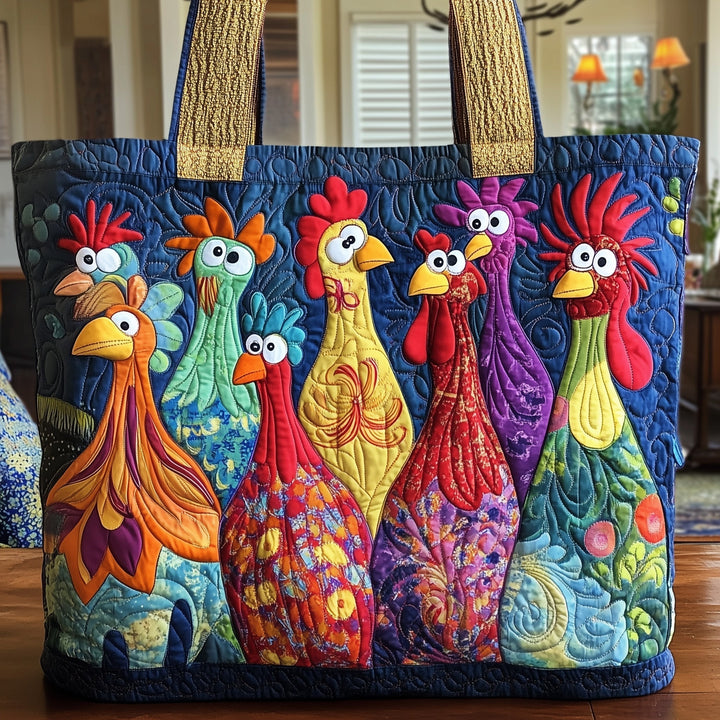 Impressive Chicken Embroidery Tote Bag