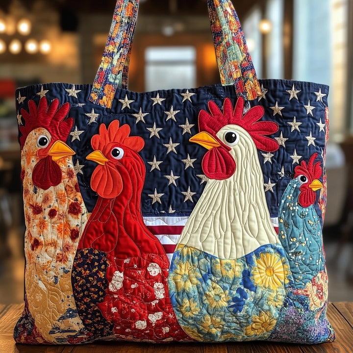 Impressive Chicken Embroidery Tote Bag