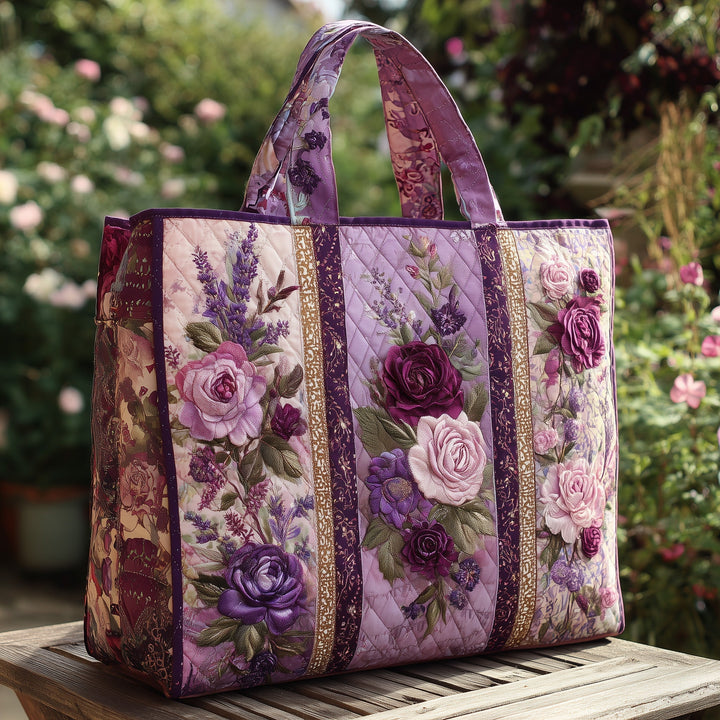Tote Bag with Embroidery Purple Rose GFTONL5470