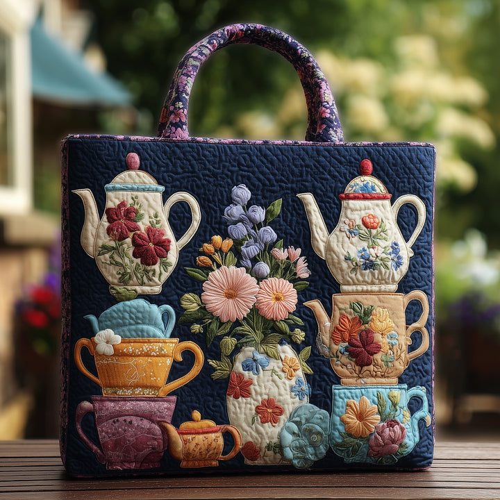 Tote Bag with Floral Embellishment and Embroidery GFTONL5623