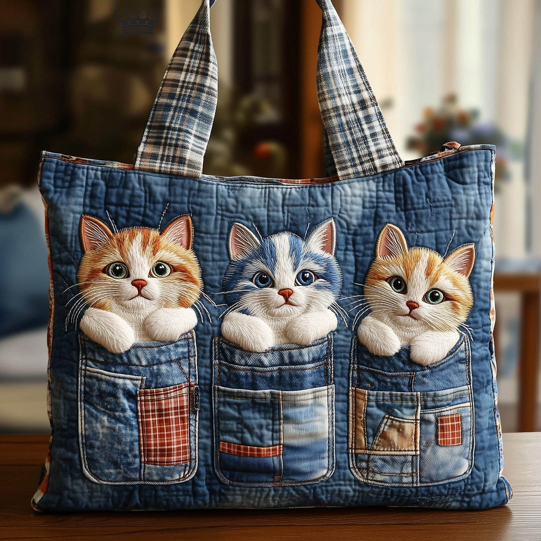 Quilted Tote Bag with Cat Design GFTONT4069