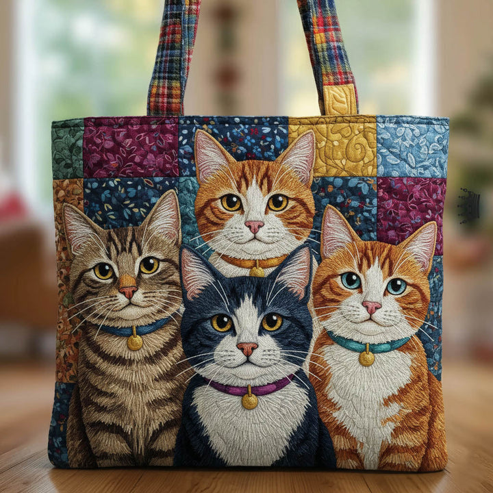 Tote Bag with Quilted Design for Playful Cats - Model GFTONT6147