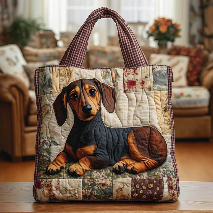 Tote Bag with Embroidered Dachshund Cottage - Code GFTOQA1176