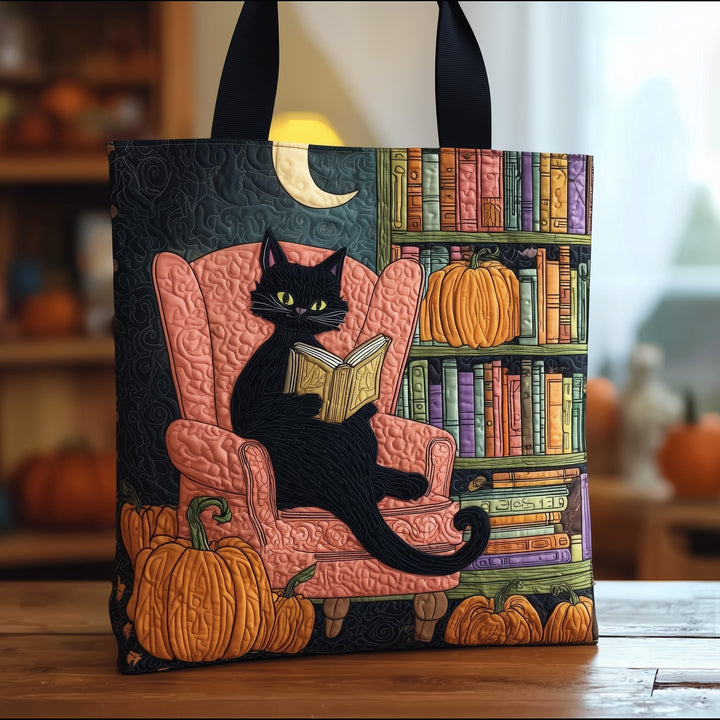 Tote Bag with Book and Cat Embroidery - Model GFTOTG26