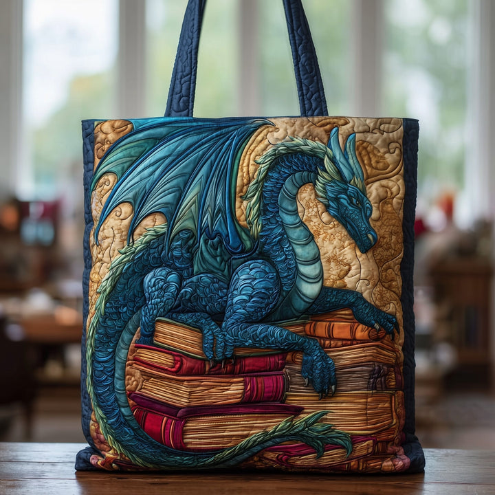 Tote Bag with Dragon and Book Embroidery - Code GFTOTG96
