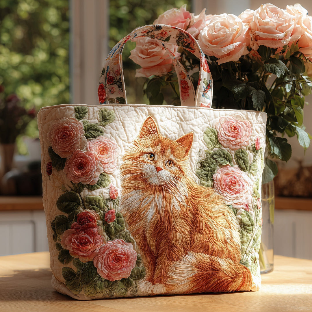 Tote Bag with Cat and Rose Embroidery - Code GFTOTL4404