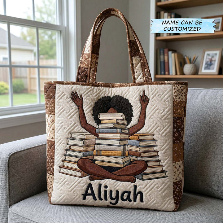 Ebony Reader Embroidered Tote Bag QTCUZ GFTOTP18236