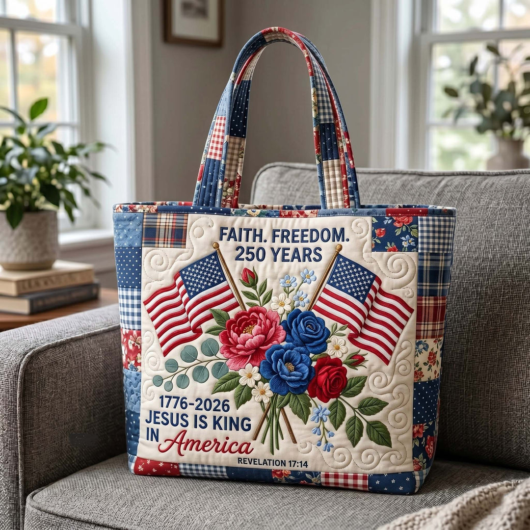 Faith Liberty Embroidered Tote Bag - Code GFTOTP19466