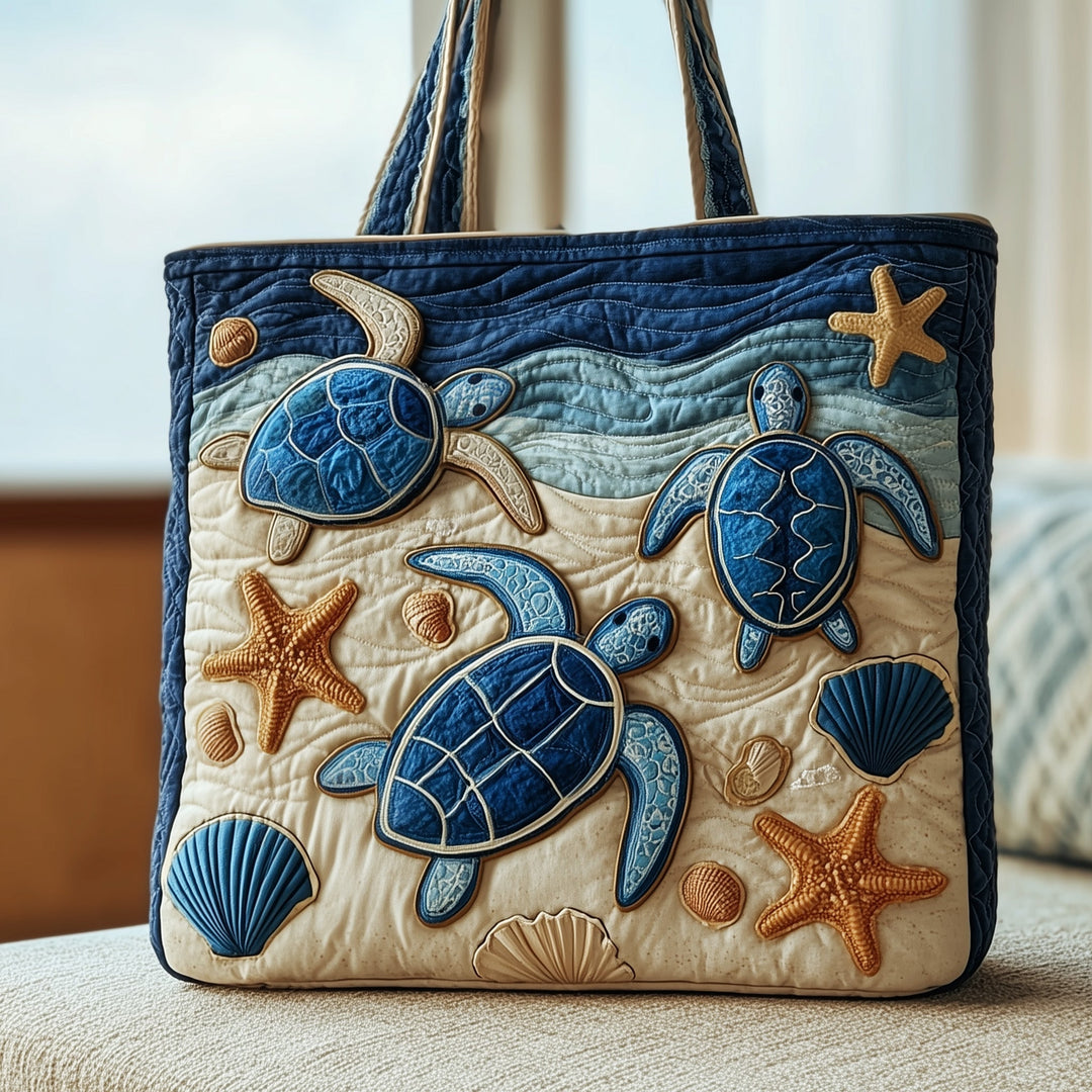 Quilted Tide Turtle Tote Bag - GFTOTP9738
