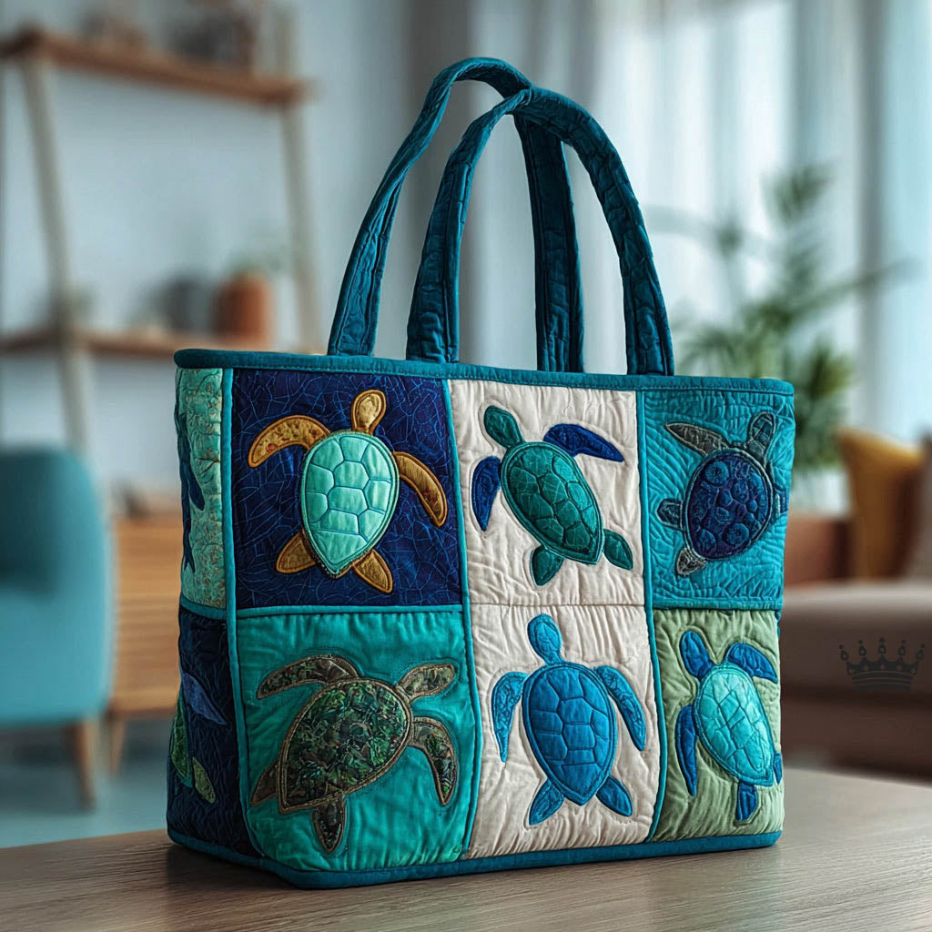 Tote Bag with Turtle Embroidery Tide GFTOTP9740