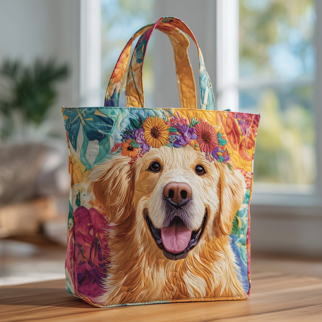 Floral Shoulder Bag Golden Retriever with Blanket - Model GFTOXM72