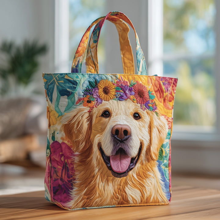 Floral Shoulder Bag Golden Retriever with Blanket - Model GFTOXM72