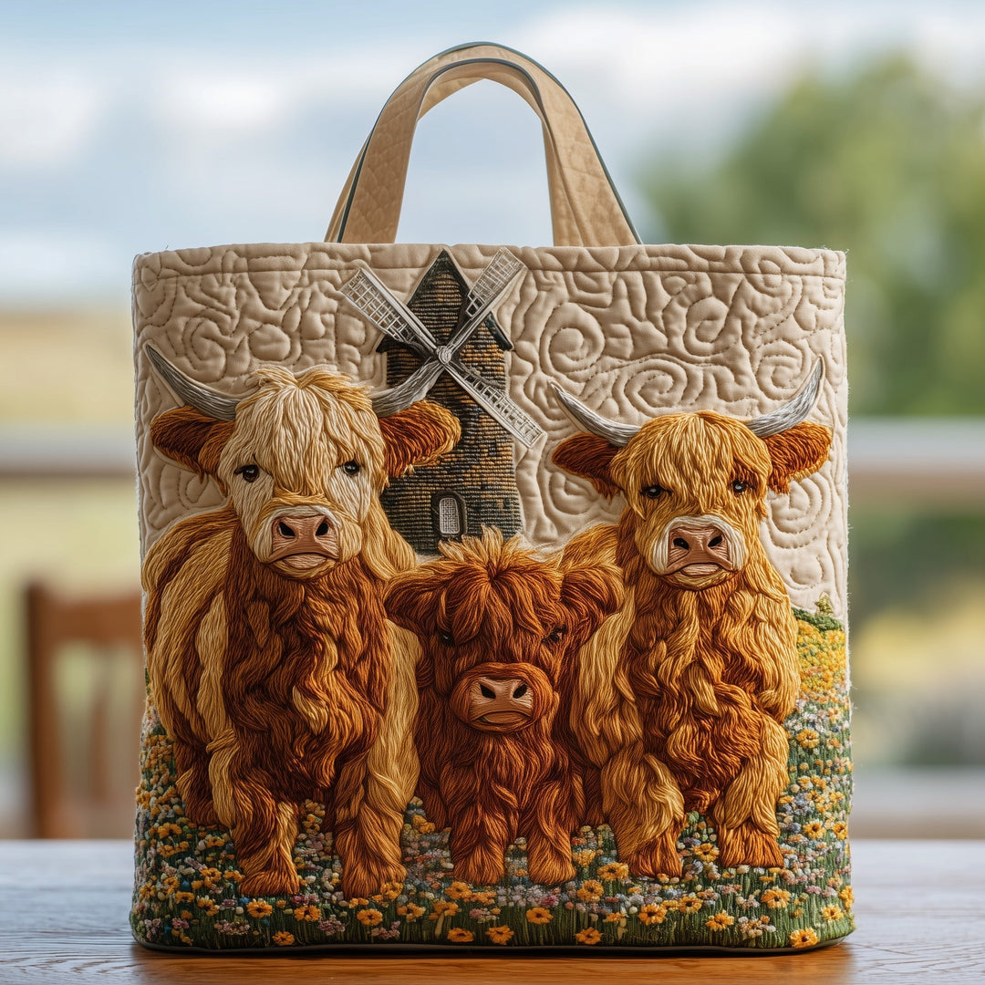 Handmade Bag with Embroidery Highland Cow Clan GFTOXM92