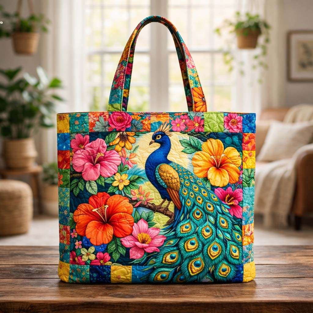 Elegant Tote Bag with Peacock Embroidery - Model GFTOYC3020