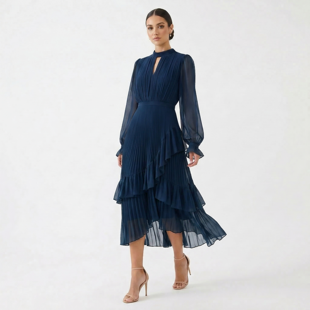 Melanie - Pleated Dress with Flowing Wide Sleeves