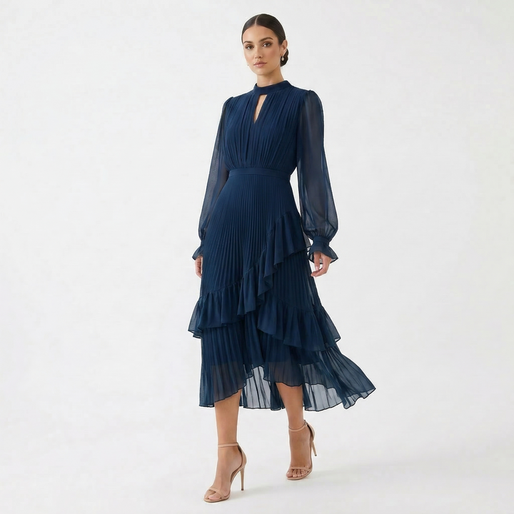 Melanie - Pleated Dress with Flowing Wide Sleeves
