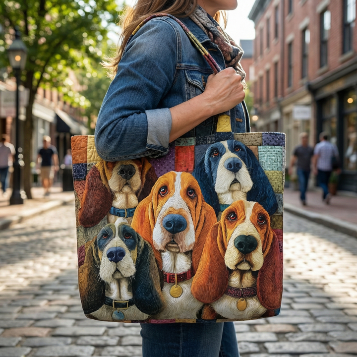Basset Hound Tote Bag with Embroidery GFTONT6030