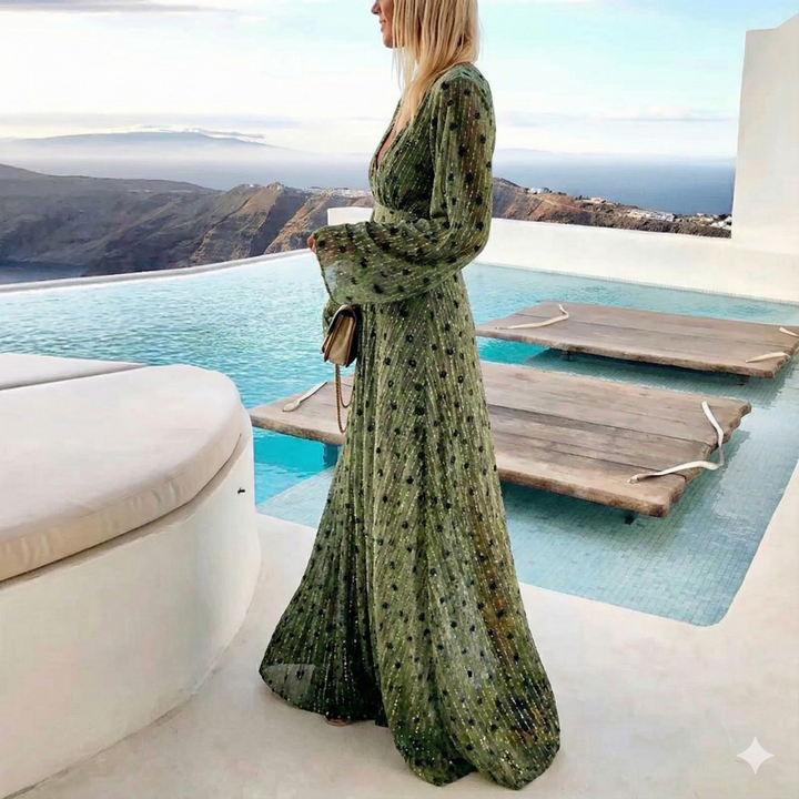 Women's Long Beach Dress with Long Sleeves
