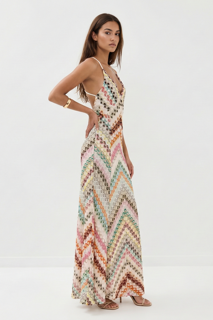 Adrianka | Textured Striped Maxi Dress
