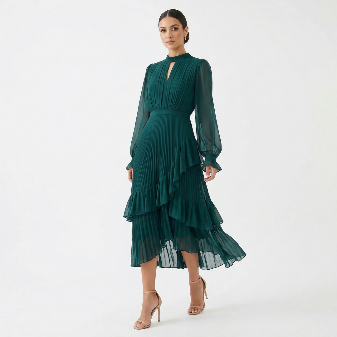 Melanie - Pleated Dress with Flowing Wide Sleeves