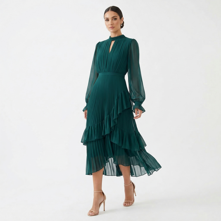 Melanie - Pleated Dress with Flowing Wide Sleeves